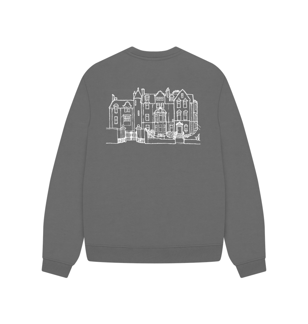 Slate Grey School of Classics Back Print Oversized Ladies Sweater