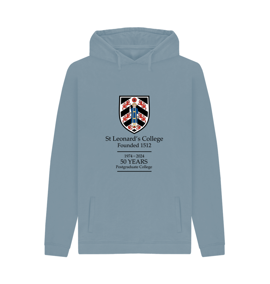 Stone Blue St Leonard's College 50th anniversary large crest Hoodie