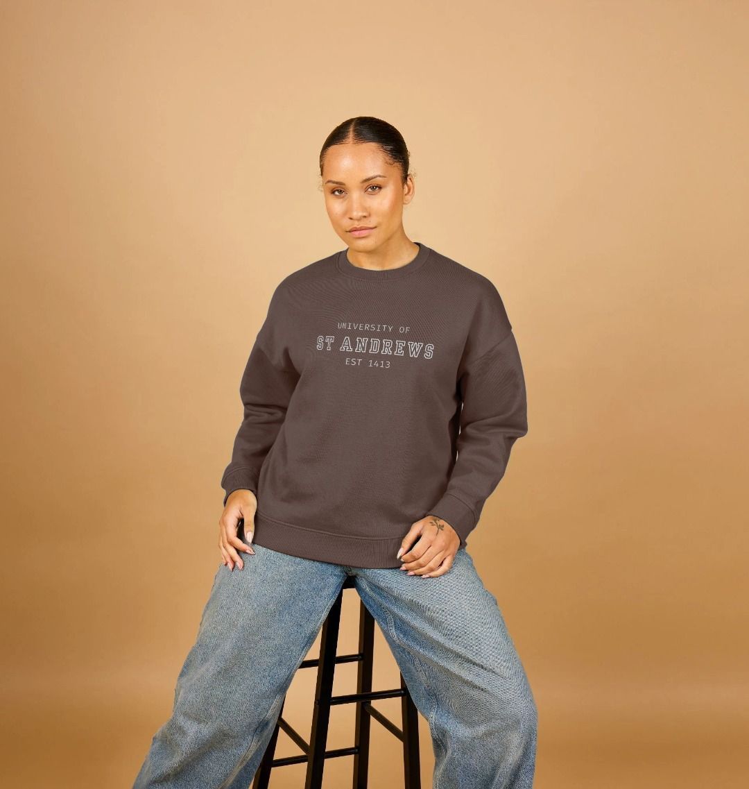 Chocolate Old School Oversized Ladies Sweater