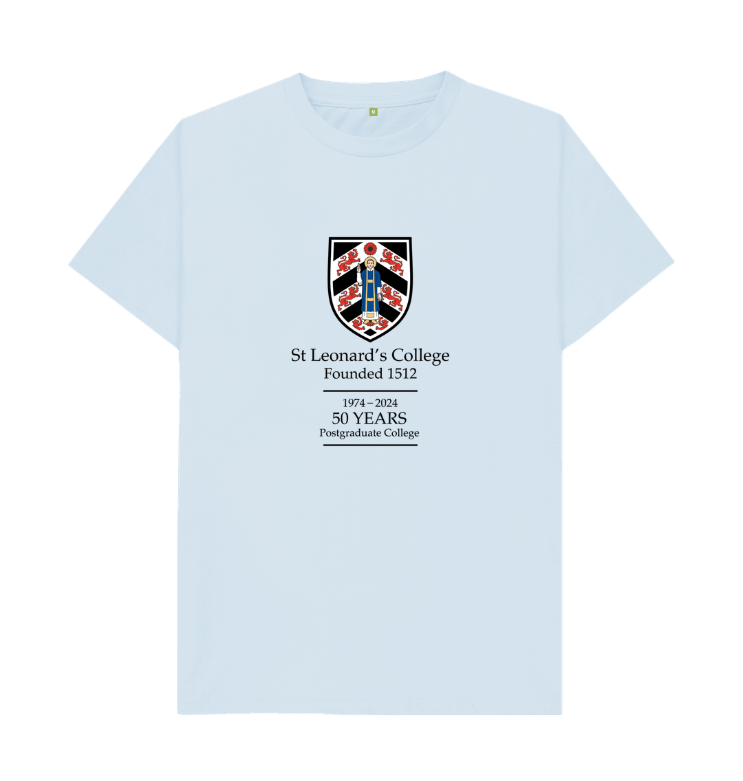 Sky Blue St Leonard's College 50th anniversary large crest T-shirt