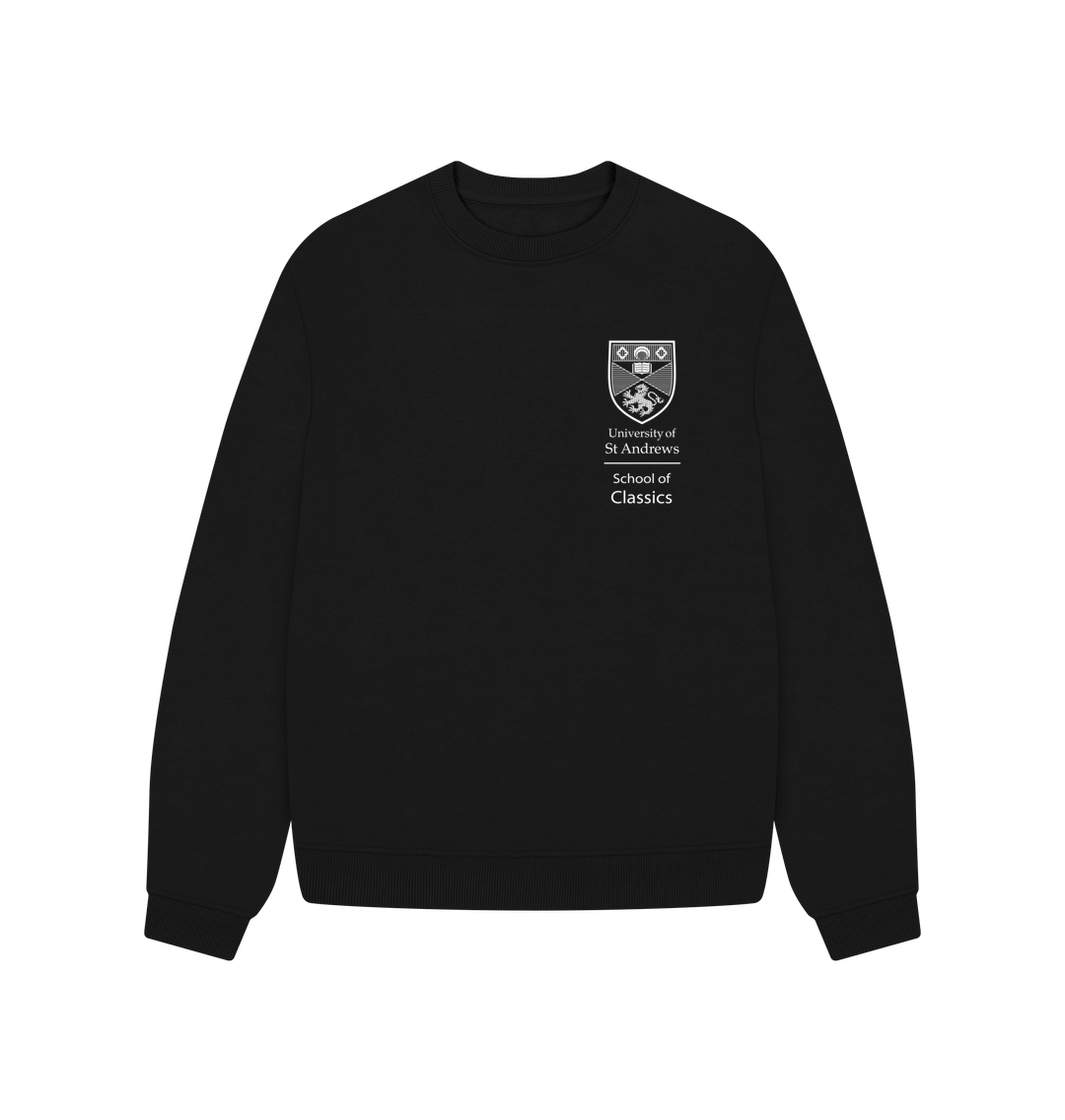 Black School of Classics Back Print Oversized Ladies Sweater