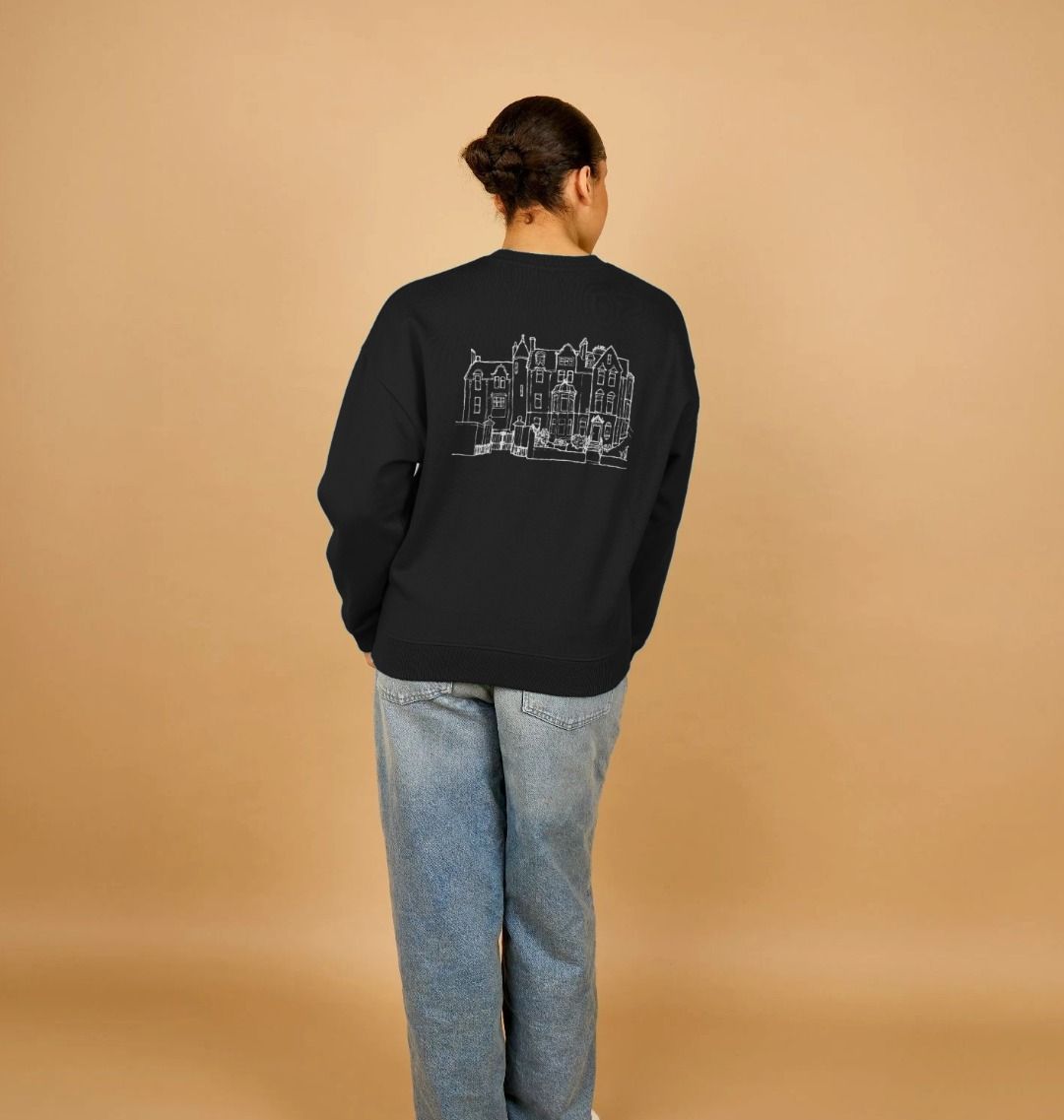 Black School of Classics Back Print Oversized Ladies Sweater