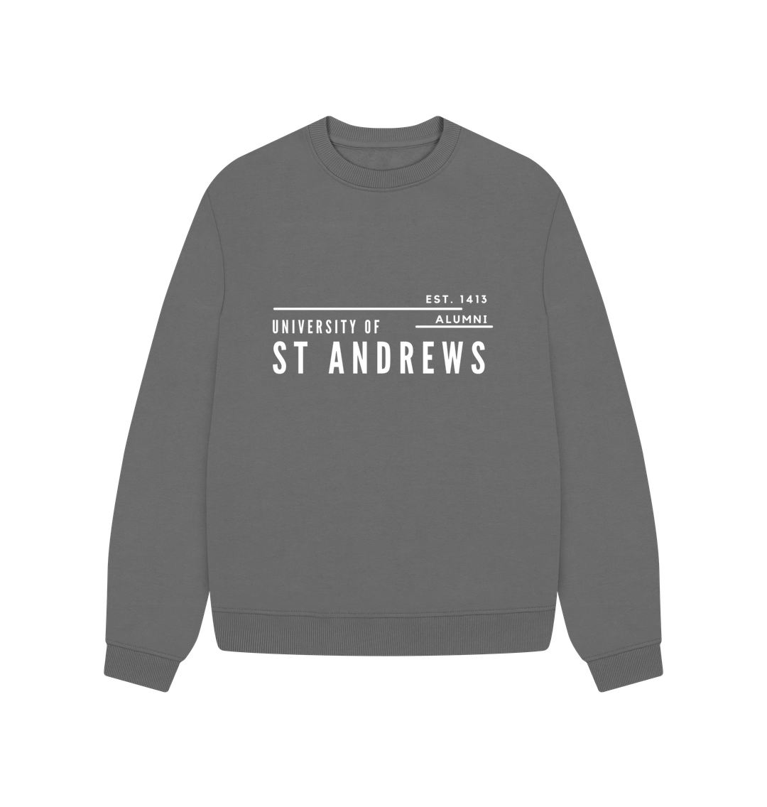 Slate Grey Offset Alumni Oversized Ladies Sweater