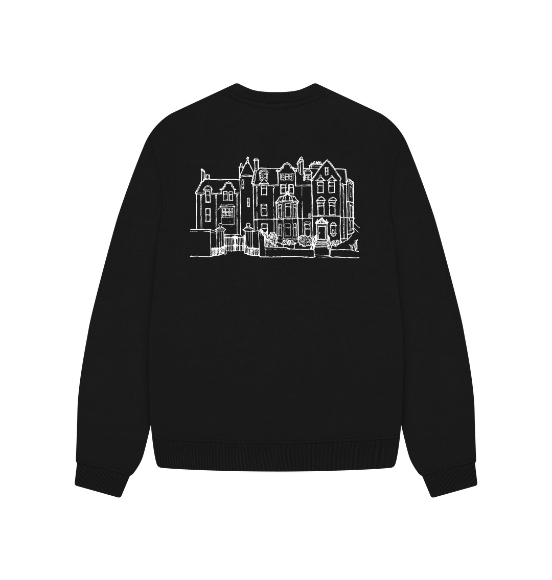 Black School of Classics Back Print Oversized Ladies Sweater