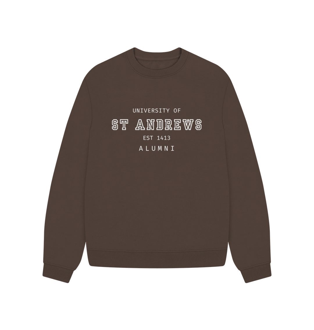 Chocolate Old School Alumni Ladies Oversized Sweater