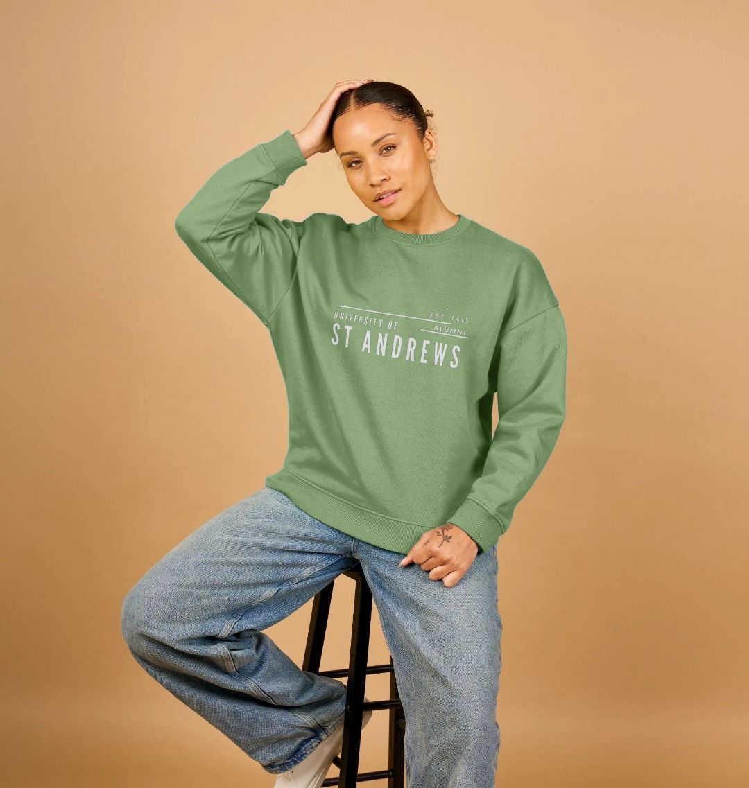 Sage Offset Alumni Oversized Ladies Sweater