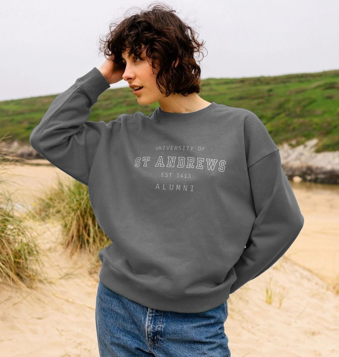 Slate Grey Old School Alumni Ladies Oversized Sweater