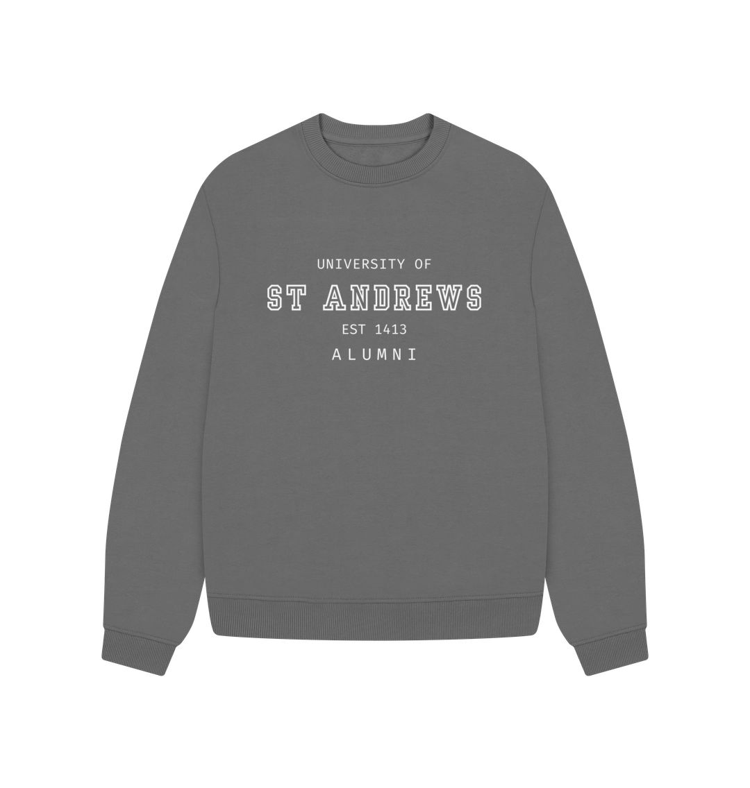 Slate Grey Old School Alumni Ladies Oversized Sweater