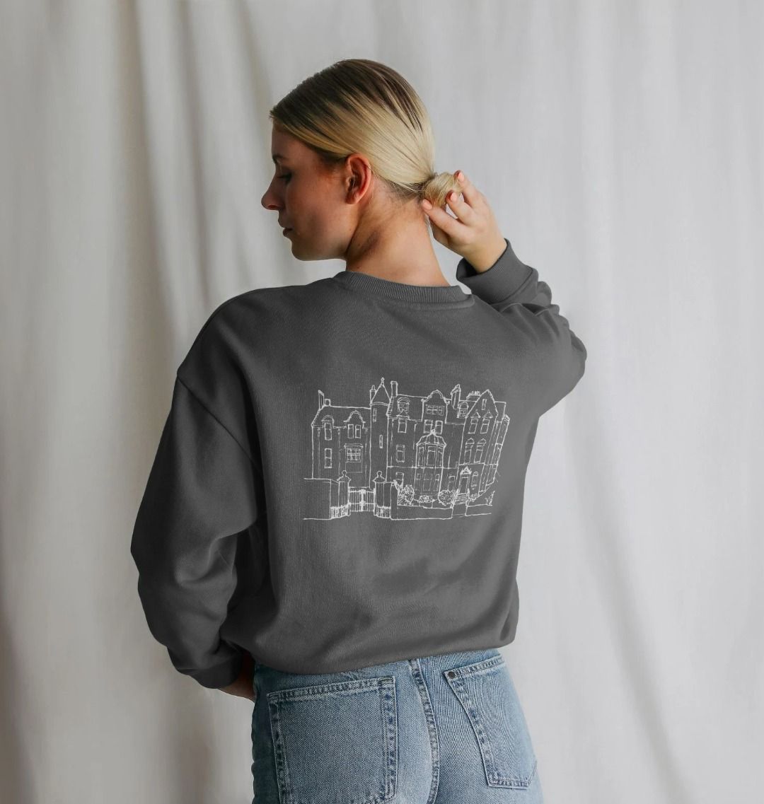 Slate Grey School of Classics Back Print Oversized Ladies Sweater