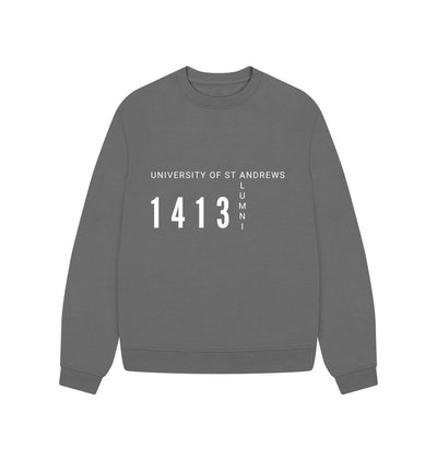 Slate Grey Crossword Alumni Oversized Ladies Sweatshirt